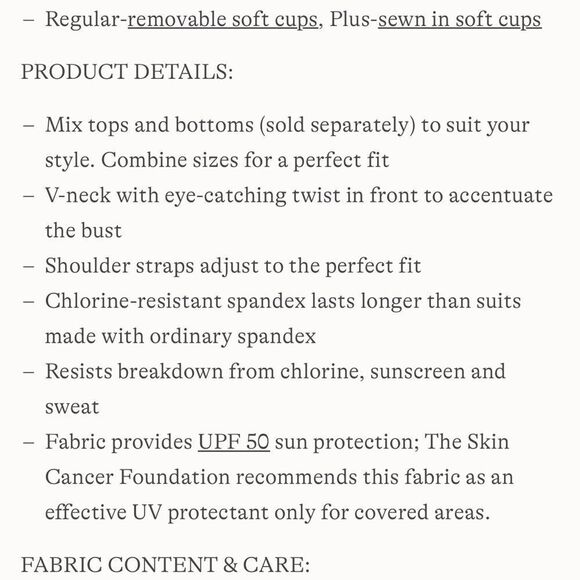 Land's End cropped bikini top soft foam cup deep sea navy adjustable straps 14 - Picture 5 of 8